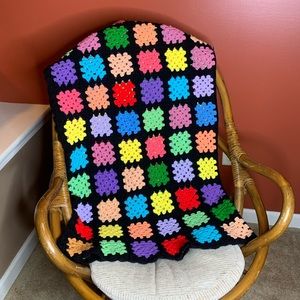 Vintage hand crochet 54” x 44” granny square Afghan